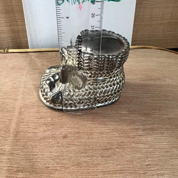 VINTAGE SILVER PLATED BABY SHOE SILVER BANK BABY SHOWER BIRTH GIFT - Picture 12 of 12
